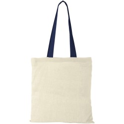 Sac coton Nevada 100 gr/m² avec poignées de couleur 7LCouleur:Naturel / Marine