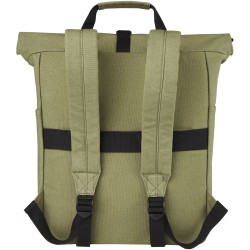 Sac à dos pour ordinateur portable Joey de 15 L en toile recyclée GRS 15 pouces avec dessus enroulableCouleur:Olive