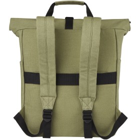 Sac à dos pour ordinateur portable Joey de 15 L en toile recyclée GRS 15 pouces avec dessus enroulableCouleur:Olive