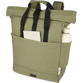 Sac à dos pour ordinateur portable Joey de 15 L en toile recyclée GRS 15 pouces avec dessus enroulableCouleur:Olive