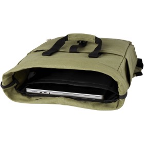 Sac à dos pour ordinateur portable Joey de 15 L en toile recyclée GRS 15 pouces avec dessus enroulableCouleur:Olive