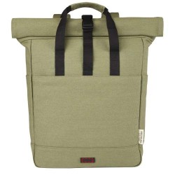 Sac à dos pour ordinateur portable Joey de 15 L en toile recyclée GRS 15 pouces avec dessus enroulableCouleur:Olive