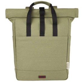 Sac à dos pour ordinateur portable Joey de 15 L en toile recyclée GRS 15 pouces avec dessus enroulableCouleur:Olive
