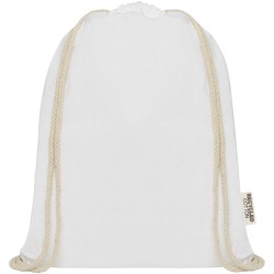 Sac avec cordon Oregon en coton recyclé 140 g/m² certifié GRSCouleur:Blanc