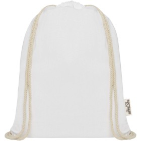 Sac avec cordon Oregon en coton recyclé 140 g/m² certifié GRSCouleur:Blanc