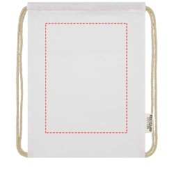 Sac avec cordon Oregon en coton recyclé 140 g/m² certifié GRSCouleur:Blanc