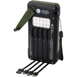 Batterie de secours Soldy solaire à dynamo en plastique recyclé RCS de 10 000 mAhCouleur:Vert militaire