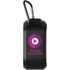 Haut-parleur solaire Bluetooth® Solo de 3 W IPX5 en plastique recyclé certifié RCS avec mousquetonCouleur:Noir