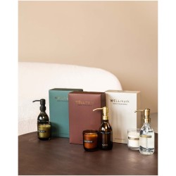 Distributeur de savon pour les mains de 250 ml et ensemble de bougies parfumées de 150 g Wellmark Discovery- parfum linge fraisC