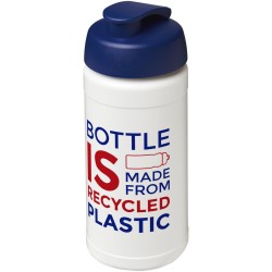 Bouteille de sport Baseline de 500 ml recyclée avec couvercle rabattableCouleur:Blanc / Bleu