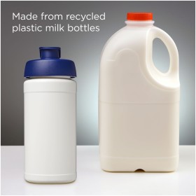 Bouteille de sport Baseline de 500 ml recyclée avec couvercle rabattableCouleur:Blanc / Bleu