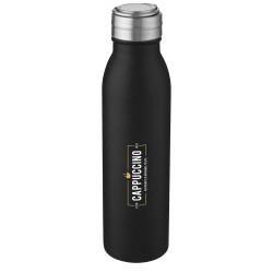 Bouteille de sport Harper 700 ml en acier inoxydable avec boucle métalliqueCouleur:Noir
