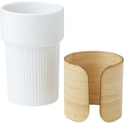 Gobelet Fika de 340 ml avec couvercle en bambouCouleur:Blanc