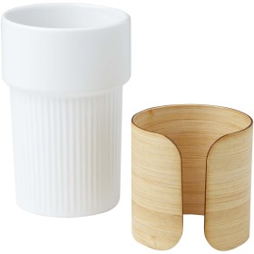 Gobelet Fika de 340 ml avec couvercle en bambouCouleur:Blanc