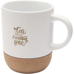 Mug Billie en céramique pour sublimation de 300 ml avec détails en liège et finition matteCouleur:Blanc