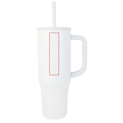 Gobelet isotherme Brady 900 ml certifié RCS avec paille en siliconeCouleur:Blanc