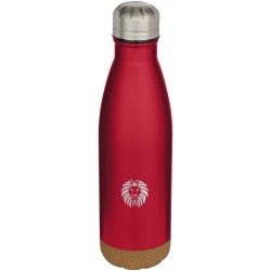 Bouteille d’eau Cove de 500 ml en acier inoxydable isolée sous vide et à double paroi avec détails en liègeCouleur:Rouge