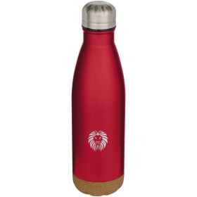 Bouteille d’eau Cove de 500 ml en acier inoxydable isolée sous vide et à double paroi avec détails en liègeCouleur:Rouge