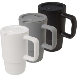 Mug Carter en céramique de 450 ml avec couvercle en plastiqueCouleur:Blanc