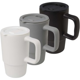 Mug Carter en céramique de 450 ml avec couvercle en plastiqueCouleur:Blanc