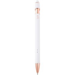 Stylo bille Nanna avec finition or roseCouleur:Blanc