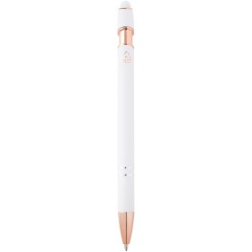 Stylo bille Nanna avec finition or roseCouleur:Blanc
