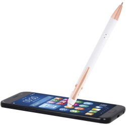 Stylo bille Nanna avec finition or roseCouleur:Blanc