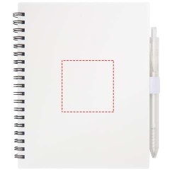 Ensemble carnet à couverture souple en plastique recyclé et stylo bille (encre bleue) NioveCouleur:Blanc