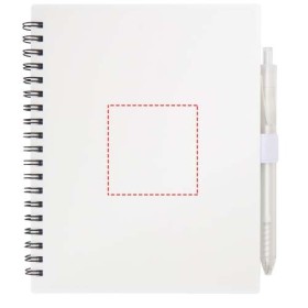 Ensemble carnet à couverture souple en plastique recyclé et stylo bille (encre bleue) NioveCouleur:Blanc
