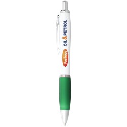 Stylo bille avec corps blanc et grip coloré NashCouleur:Blanc / Vert