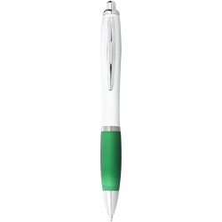 Stylo bille avec corps blanc et grip coloré NashCouleur:Blanc / Vert