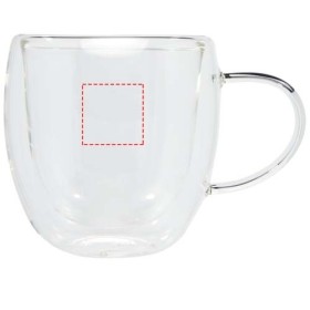 Tasse Manti 2 pièces en verre à double paroi de 250 ml avec sous-verre en bambouCouleur:Translucide / Naturel