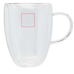 Tasse 2 pièces Manti de 350 ml à double paroi en verre avec sous-verre en bambouCouleur:Translucide / Naturel
