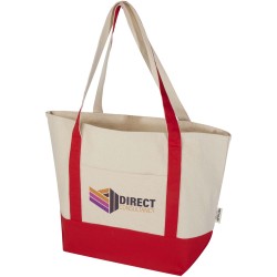 Sac shopping Sam en coton recyclé GRS 320 g/m²Couleur:Rouge / Naturel