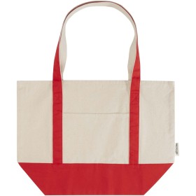 Sac shopping Sam en coton recyclé GRS 320 g/m²Couleur:Rouge / Naturel