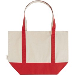 Sac shopping Sam en coton recyclé GRS 320 g/m²Couleur:Rouge / Naturel