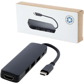 Adaptateur multimédia en plastique recyclé Loop RCS USB 2.0-3.0 avec port HDMICouleur:Noir