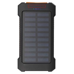 Batterie de secours solaire Altair robuste de 5 000 mAh et 10 W en plastique recyclé avec lampe de poche intégréeCouleur:Noir