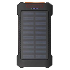 Batterie de secours solaire Altair robuste de 5 000 mAh et 10 W en plastique recyclé avec lampe de poche intégréeCouleur:Noir