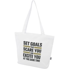 Sac shopping Panama de 20 L avec fermeture éclair recyclé certifié GRSCouleur:Blanc