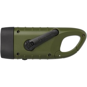 Lampe de poche dynamo solaire Helios en plastique recyclé avec mousquetonCouleur:Vert militaire