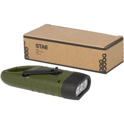 Lampe de poche dynamo solaire Helios en plastique recyclé avec mousquetonCouleur:Vert militaire