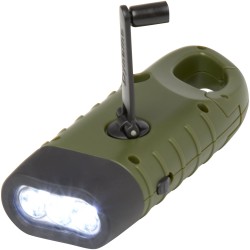 Lampe de poche dynamo solaire Helios en plastique recyclé avec mousquetonCouleur:Vert militaire