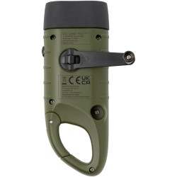 Lampe de poche dynamo solaire Helios en plastique recyclé avec mousquetonCouleur:Vert militaire