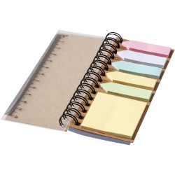 Bloc-notes à spirales avec mémos autocollants colorés SpinnerCouleur:Naturel