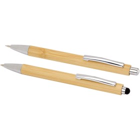 Set stylo bille et porte-mine Oblys en bambou (encre noire)Couleur:Naturel