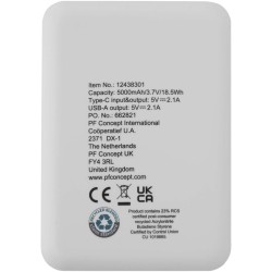 Batterie de secours en plastique recyclé Asama type-C de 5 000 mAhCouleur:Blanc