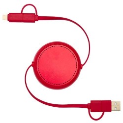 Câble rétractable 5 en 1 Alasia de 100 cm en plastique recyclé et aluminium pour la synchronisation des données et la charge rap