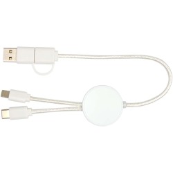 Câble 5 en 1 Citala en plastique recyclé de 30 cm pour la synchronisation des données et la charge rapide de 27 WCouleur:Blanc