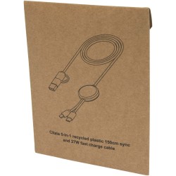 Câble 5 en 1 Citala en plastique recyclé de 150 cm pour la synchronisation des données et la charge rapide de 27 WCouleur:Blanc